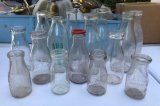 Group of 15 : Vintage Glass Milk Bottles