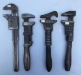 Lot of 4 : Great Northern Railroad Adjustable Wrenches