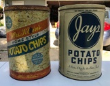 Group of 2 : Vintage Potato Chip Tins - Jay's and Mrs. Klein's Homestyle