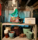 Group of Two Shelves of Miscellaneous Garden Equipment