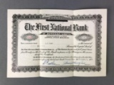 1929 Stock Certificate : First National Bank of Downers Grove, Illinois