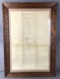 Framed Antique Hand Drawn Plat Map : Downers Grove Property + Surrounds