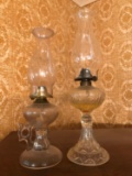 Lot of 2 : Antique Glass Oil Lamps