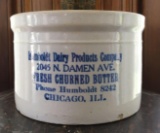 Antique Advertising Stoneware Butter Crock