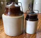 Group of 2 : Antique Stoneware Jars with Lids