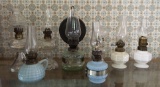 Group of 8 : Antique Mini Oil Lamps