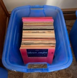 Tote of Vintage Vinyl Records - Mills Brothers, Bennett, Armstrong