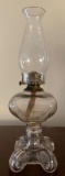 Antique Pressed Glass Oil Lamp w/ Ornate Base