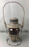 Antique C.R.T. Co. Railroad Lantern with red globe