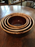 Set of 4 : Kathy Kale McCoy US Brown Drip Nesting Mixing Bowls