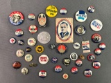 Group of 40+ Antique to Modern Political /Patriotic Pinbacks and more