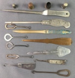 Group of 10 : Vintage Letter Openers, Thimbles, and Shoe Button Hooks