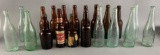 Group of 20 : Antique Amber and Aqua Beer Bottles