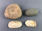 Group of 4 Native American Indian Artifacts-Stone Tools