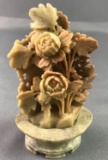 Hand-carved Soapstone Decorative Floral Sculpture