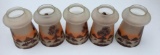 Group of 5 : Antique Hand Painted Glass Shades