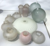 Group of 12 : Vintage Glass Lamp Shades