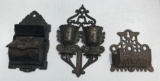 Group of 3 : Antique Cast Iron Match Stick Holder