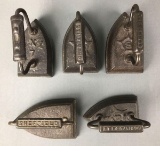 Group of 5 : Antique Sad Irons - Geneva, Il and Sheffield