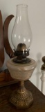 Antique Oil Lamp w/ Brass Base