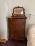 Antique Oak Dresser w/ Beveled Glass Mirror