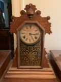 Antique Shelf Clock w/ Ornate Pendulum