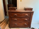 Antique Walnut Dresser w/ Carved Pulls