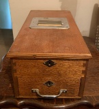 Antique Ash Cash Box w/ Receipt Mechanism and Bell