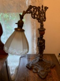 Antique Ornate Table Lamp w/ Cast Iron Base