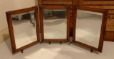 Antique Tri-fold Beveled Glass Vanity Mirror