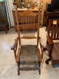 Antique Oak Platform Rocking Chair