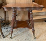 Antique Brass Glass Ball and Claw Foot Lamp Table