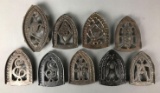 Group of 9 : Antique Cast Iron Sad Iron Trivets - 