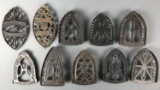 Group of 10 : Antique Cast Iron Sad Iron Trivets - 