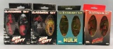 Group of 4 (2) piece Shot Glass Sets-Sin City, The Incredible Hulk, and Daredevil