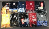 Group of 10 T-shirts including Iron Man, Batman, and more