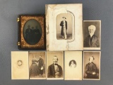 8 piece group antique photo album and loose photos