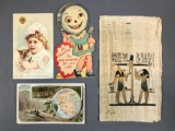 Large group of vintage to modern ephemera-post cards, trade cards, photos, and more
