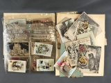 Group of Appx 100 pieces antique and vintage trade cards, prints, Victorian scrap and more