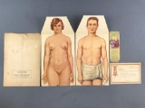 5 piece group Vintage Paper Fold Out Anatomy Mannequins and more