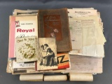 Group of 125+ pieces assorted Antique and vintage ephemera-invoices, magazines, books, and more