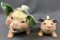 Set of 2 : Vintage Kay Finch California Smiling Ceramic Pigs