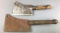 Lot of 2 : Antique Meat Cleavers w/ Wooden Handles