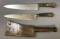 Group of 3 : Vintage Knives - Chef's Knives and a Cleaver