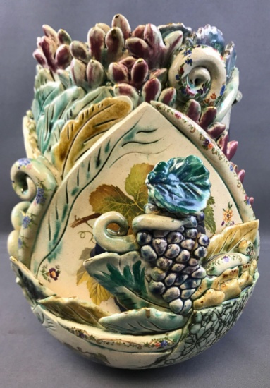 Vintage Barbotine Pottery Vase