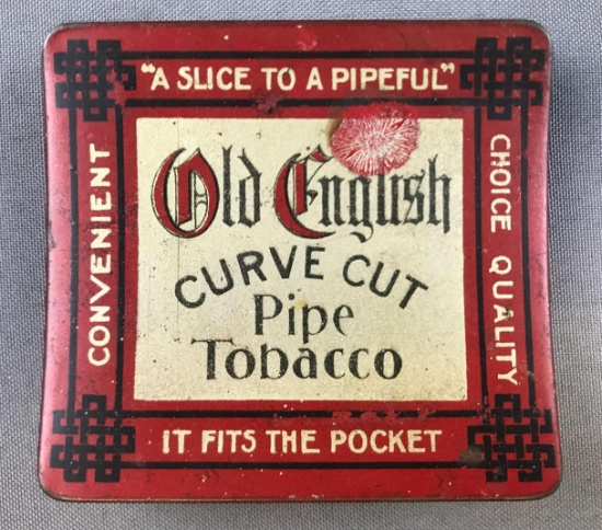 Antique "Old English Curve Cut" Pocket Tobacco Tin