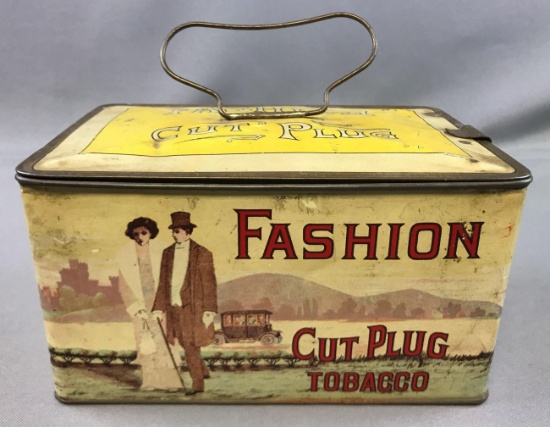 Vintage (1920s) Tin Lithograph - "Fashion Cut Plug" Tobacco Tin Lunchbox