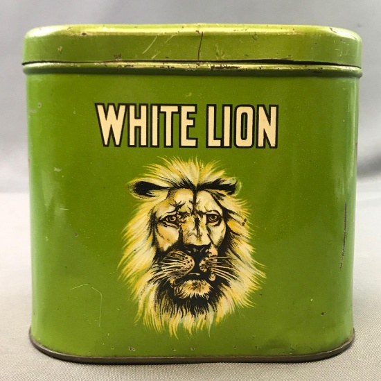 Vintage "White Lion" 5 Cent Cigar Oval Tin