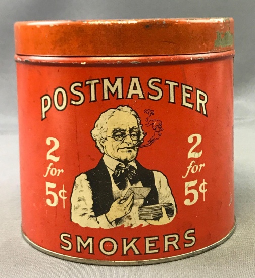 Vintage "Postmaster Smokers" Cigar Tin