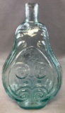 Antique Green Glass Scroll Flask